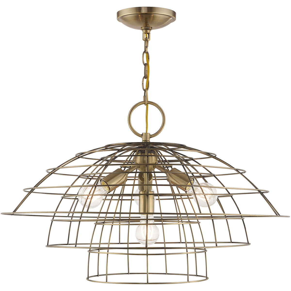 Brooklyn 4 Light 28 inch Antique Brass Chandelier Ceiling Light