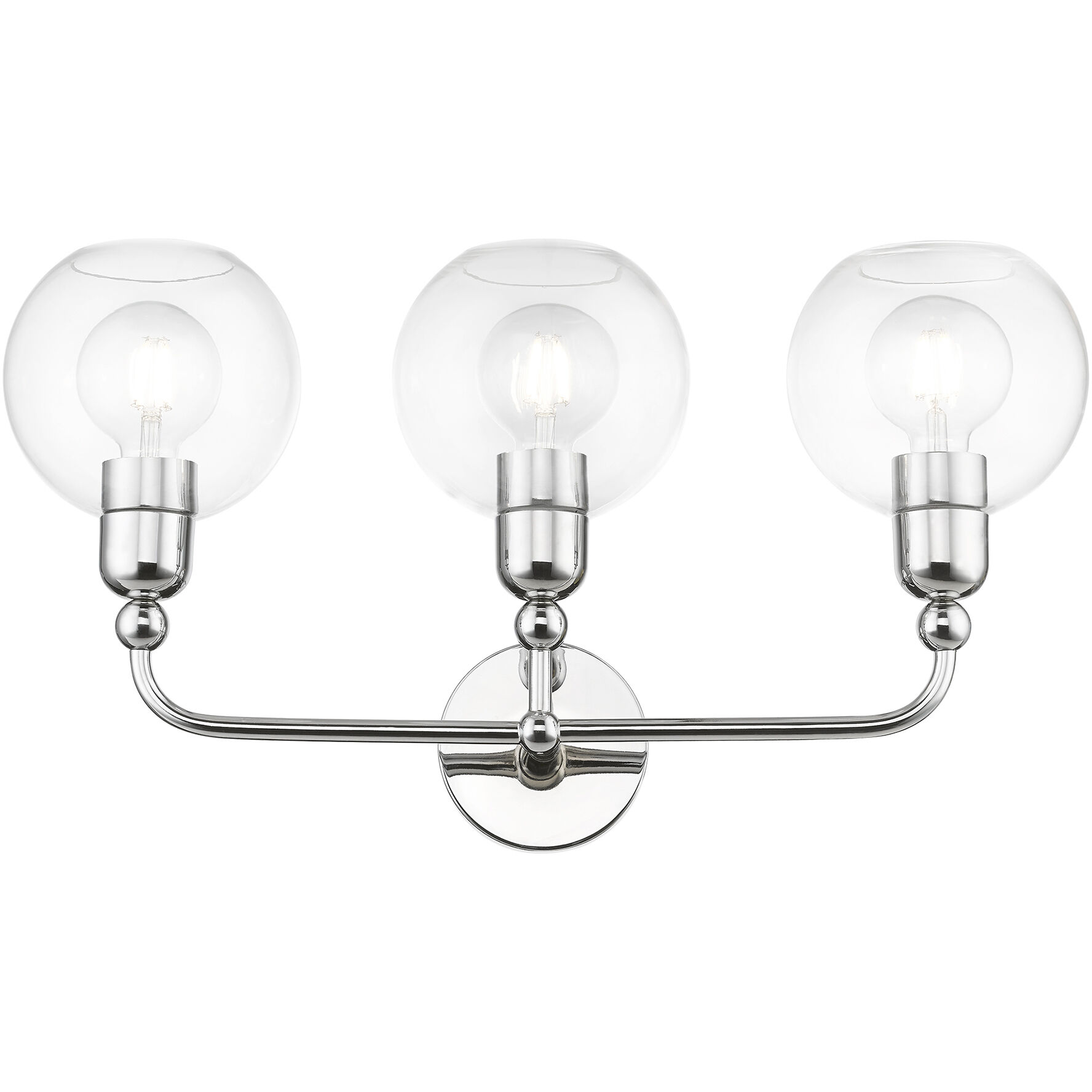 Downtown 3 Light 24 inch Polished Chrome Vanity Sconce Wall Light, Sphere