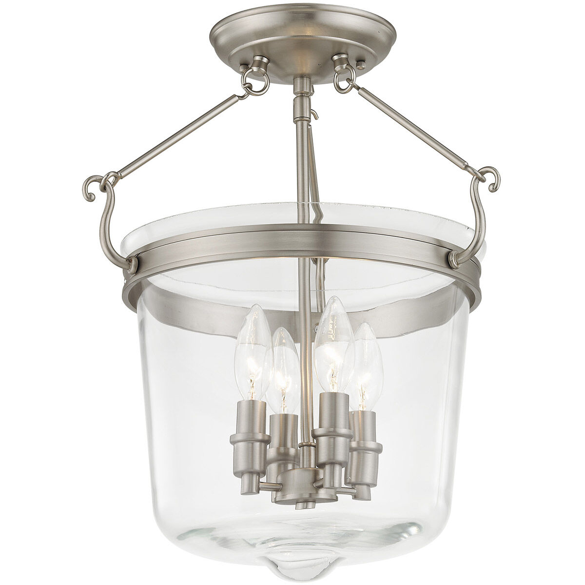 Rockford 4 Light 14.25 inch Brushed Nickel Semi-Flush Mount Ceiling Light