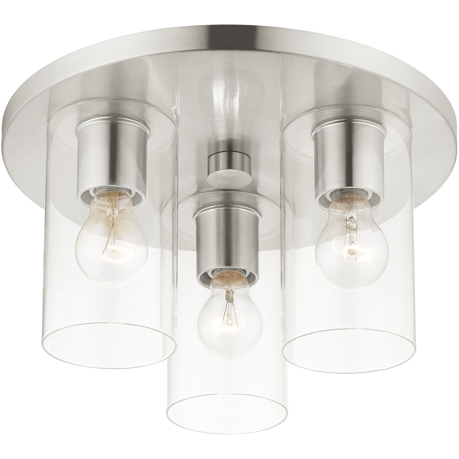 Zurich 3 Light 14 inch Brushed Nickel Flush Mount Ceiling Light