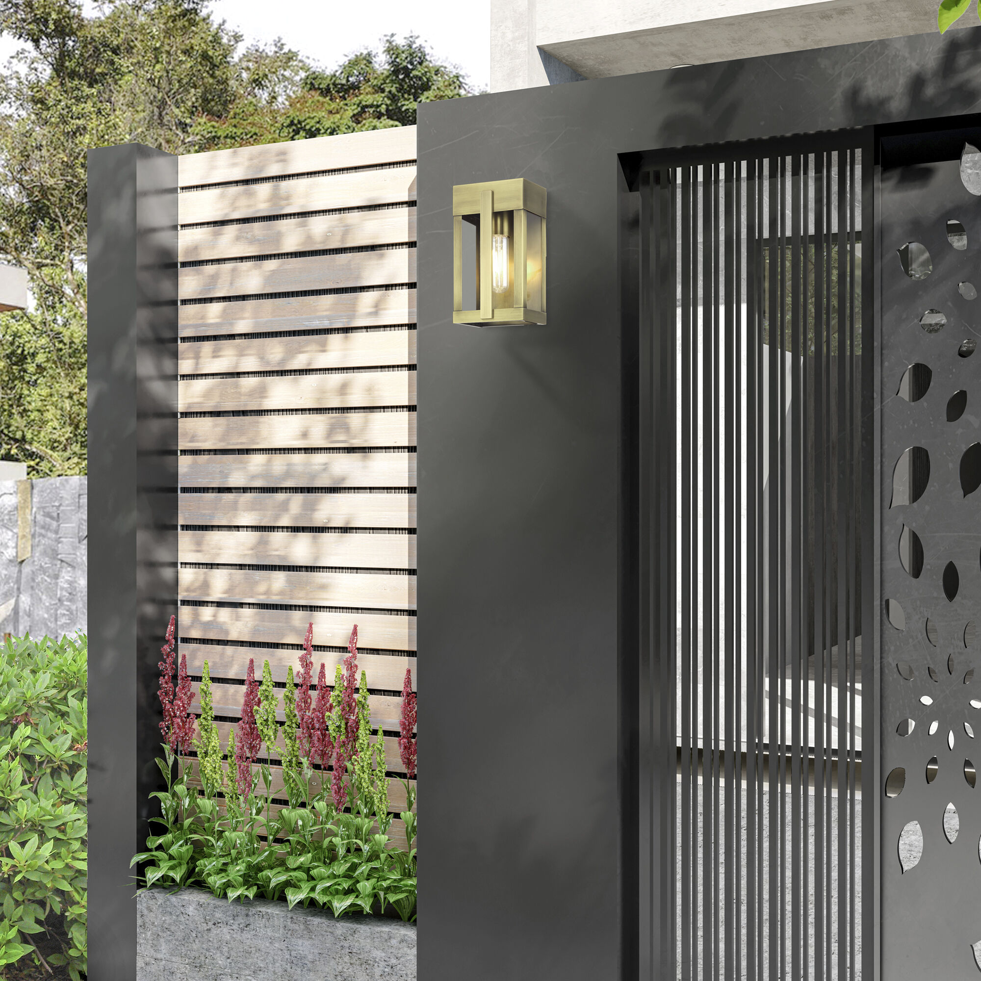 Berksford 1 Light 9 inch Antique Brass Outdoor Wall Lantern