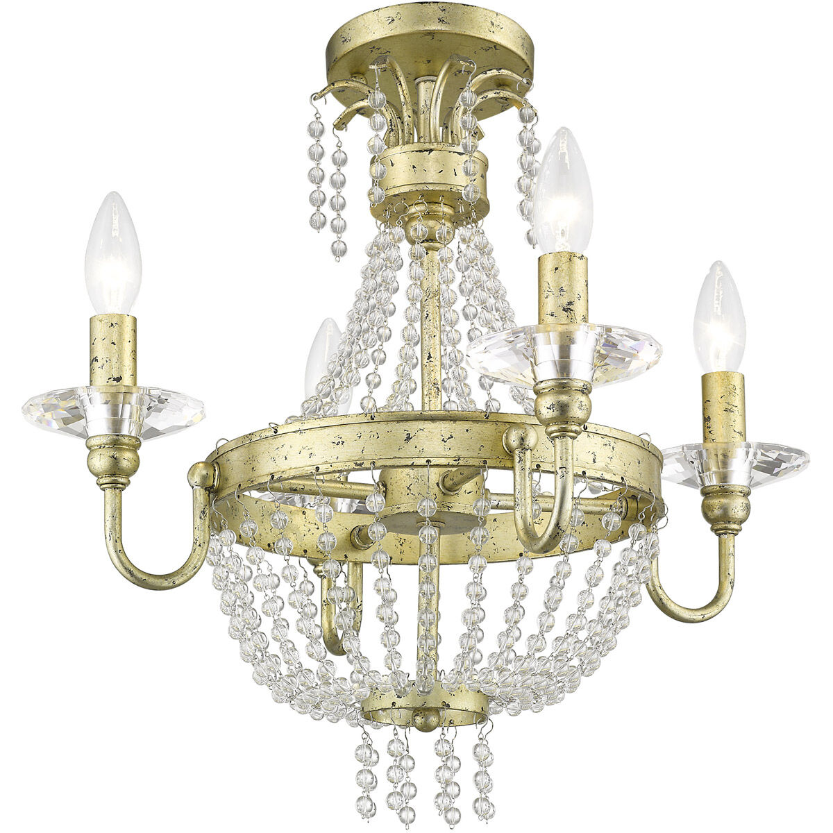 Valentina 4 Light 18 inch Hand Applied Winter Gold Convertible Mini Chandelier/Ceiling Mount Ceiling Light