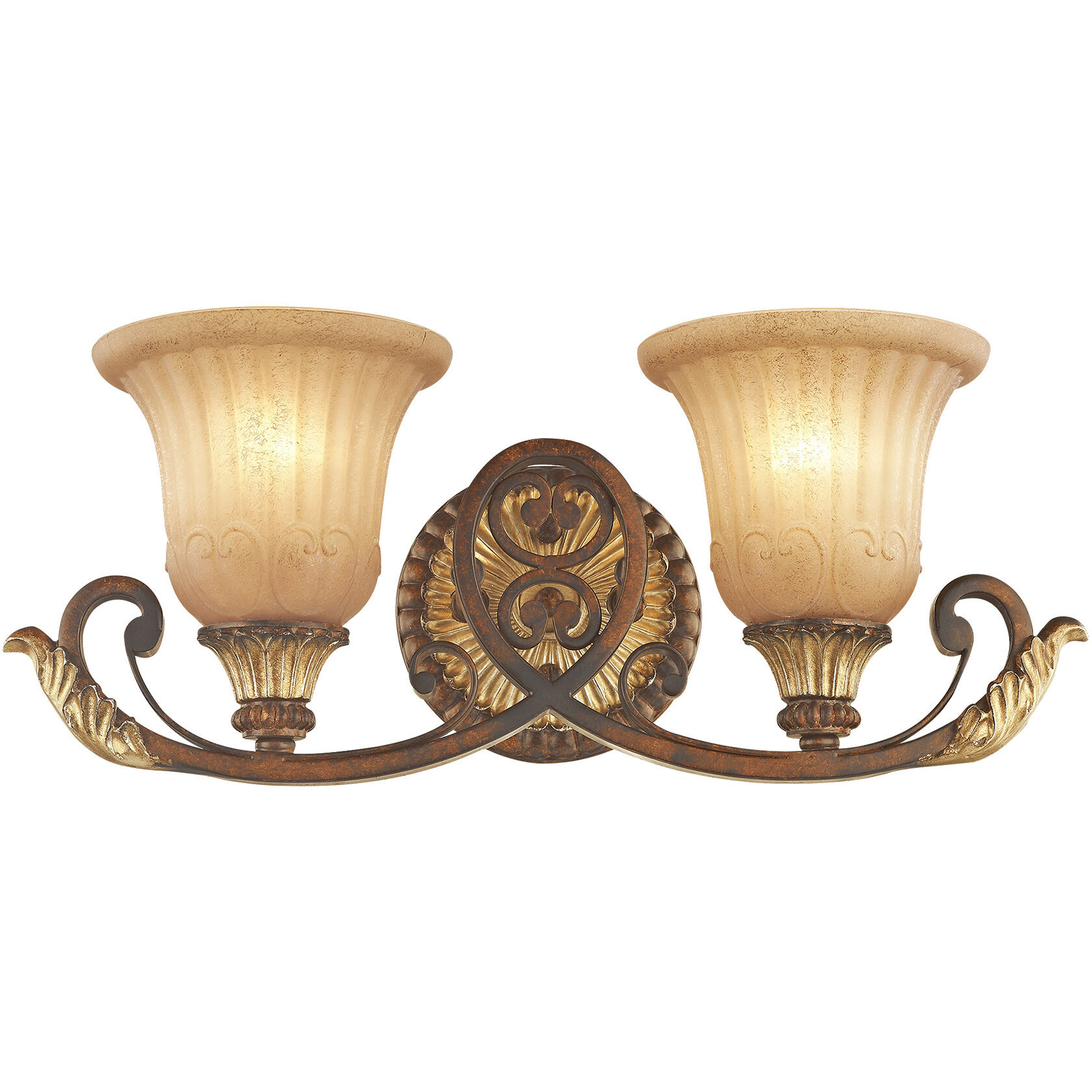 Villa Verona 2 Light 19 inch Verona Bronze with Aged Gold Leaf Accents Bath Vanity Wall Light