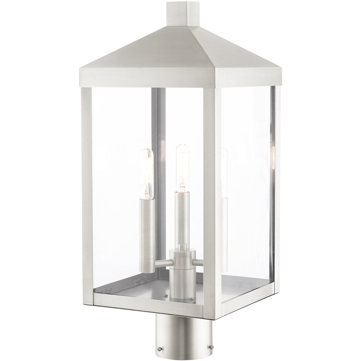 Nyack 3 Light 20 inch Brushed Nickel Outdoor Post Top Lantern