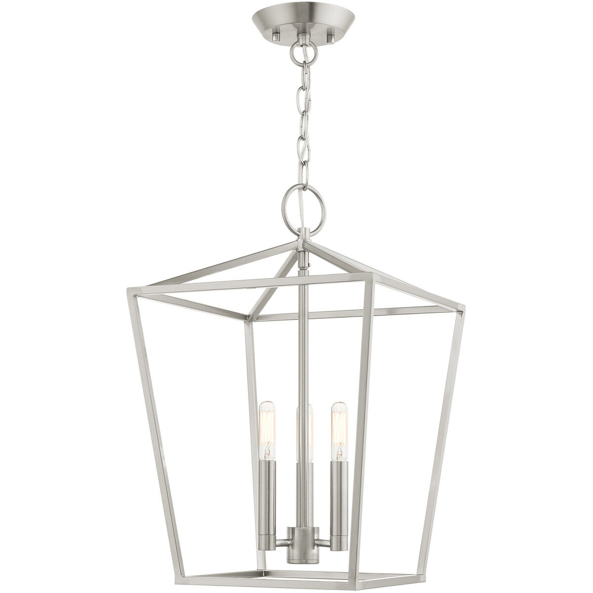 Devone 3 Light 13 inch Brushed Nickel Convertible Semi Flush/Lantern Ceiling Light