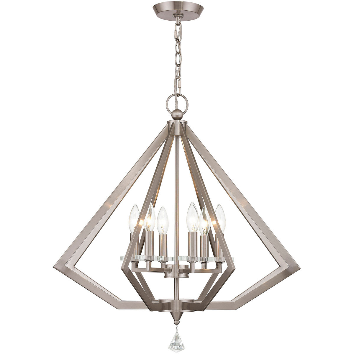 Diamond 6 Light 25 inch Brushed Nickel Chandelier Ceiling Light