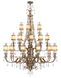 La Bella 24 Light 60 inch Vintage Gold Leaf Chandelier Ceiling Light