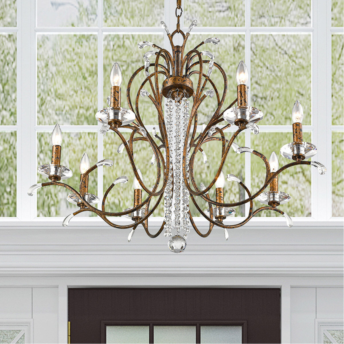 Serafina 8 Light 33 inch Hand Applied Venetian Golden Bronze Chandelier Ceiling Light