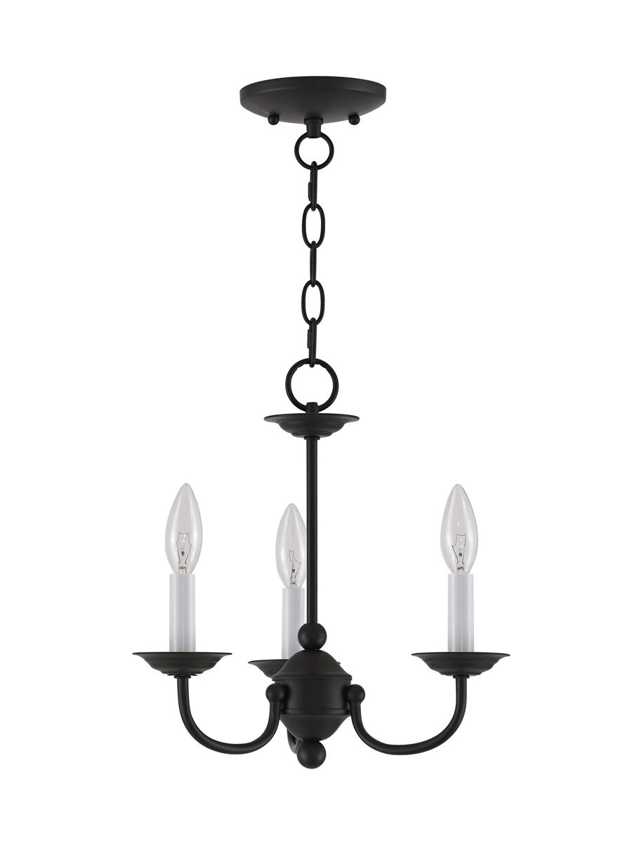 Home Basics 3 Light 14 inch Black Mini Chandelier Ceiling Light