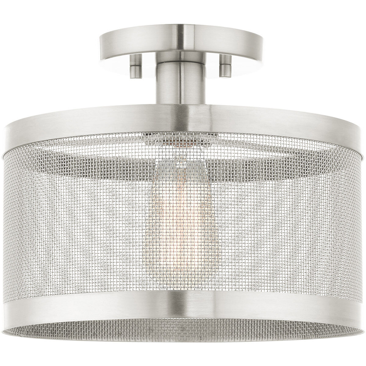 Industro 1 Light 11 inch Brushed Nickel Semi Flush Ceiling Light