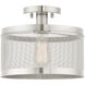 Industro 1 Light 11 inch Brushed Nickel Semi Flush Ceiling Light