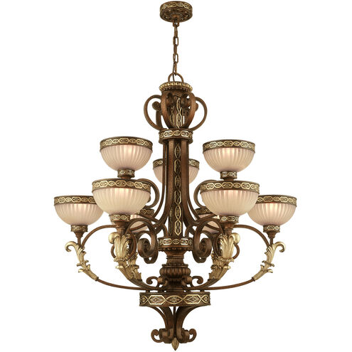 Seville 9 Light 34 inch Palacial Bronze with Gilded Accents Chandelier Ceiling Light