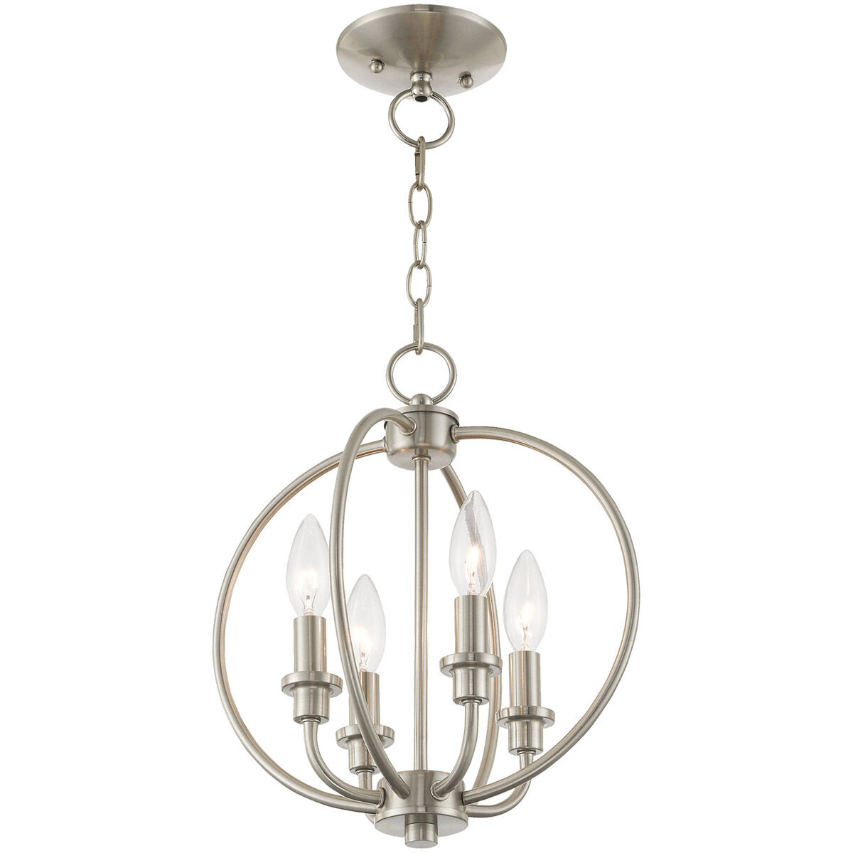 Milania 4 Light 13 inch Brushed Nickel Convertible Mini Chandelier/Ceiling Mount Ceiling Light