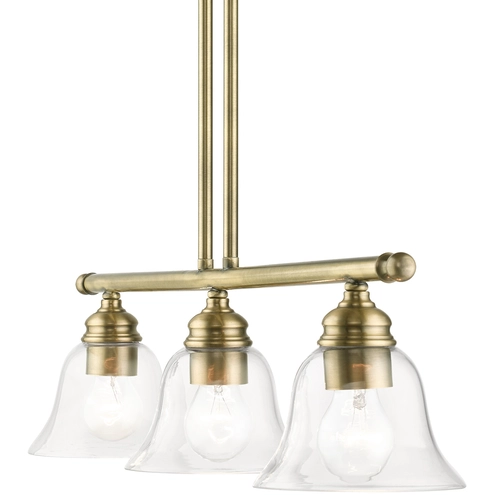 46487 Livex Lighting 46487-01 Moreland 3 Light 30 inch Antique Brass Linear ...