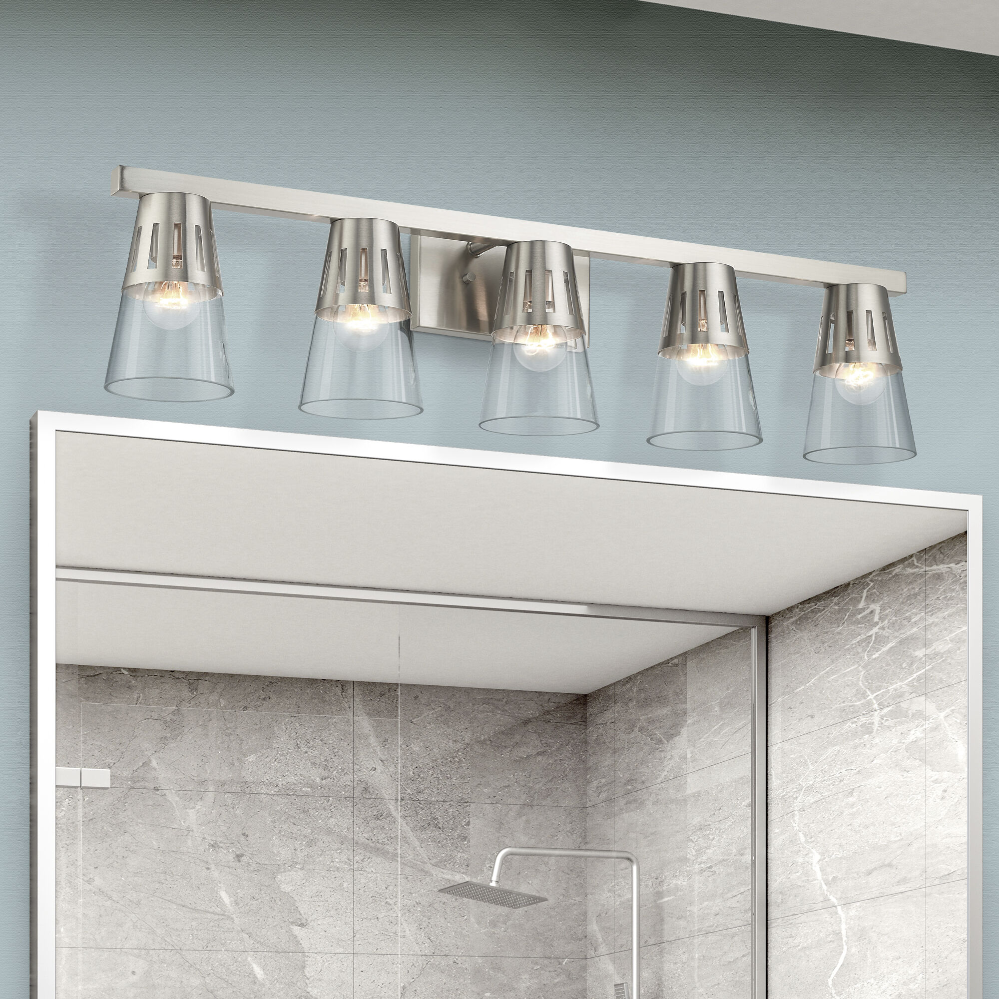 Bennington 5 Light 35.75 inch Brushed Nickel Large Vanity Sconce Wall Light