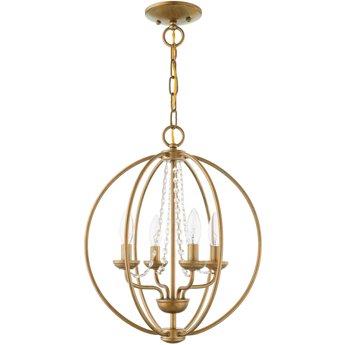 Arabella 4 Light 15 inch Antique Gold Leaf Convertible Mini Chandelier/Ceiling Mount Ceiling Light