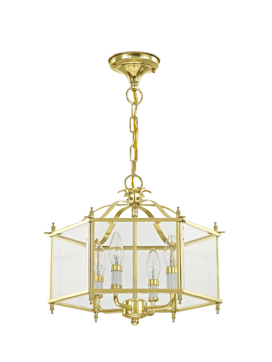Livingston 4 Light 16 inch Polished Brass Convertible Pendant/Ceiling Mount Ceiling Light