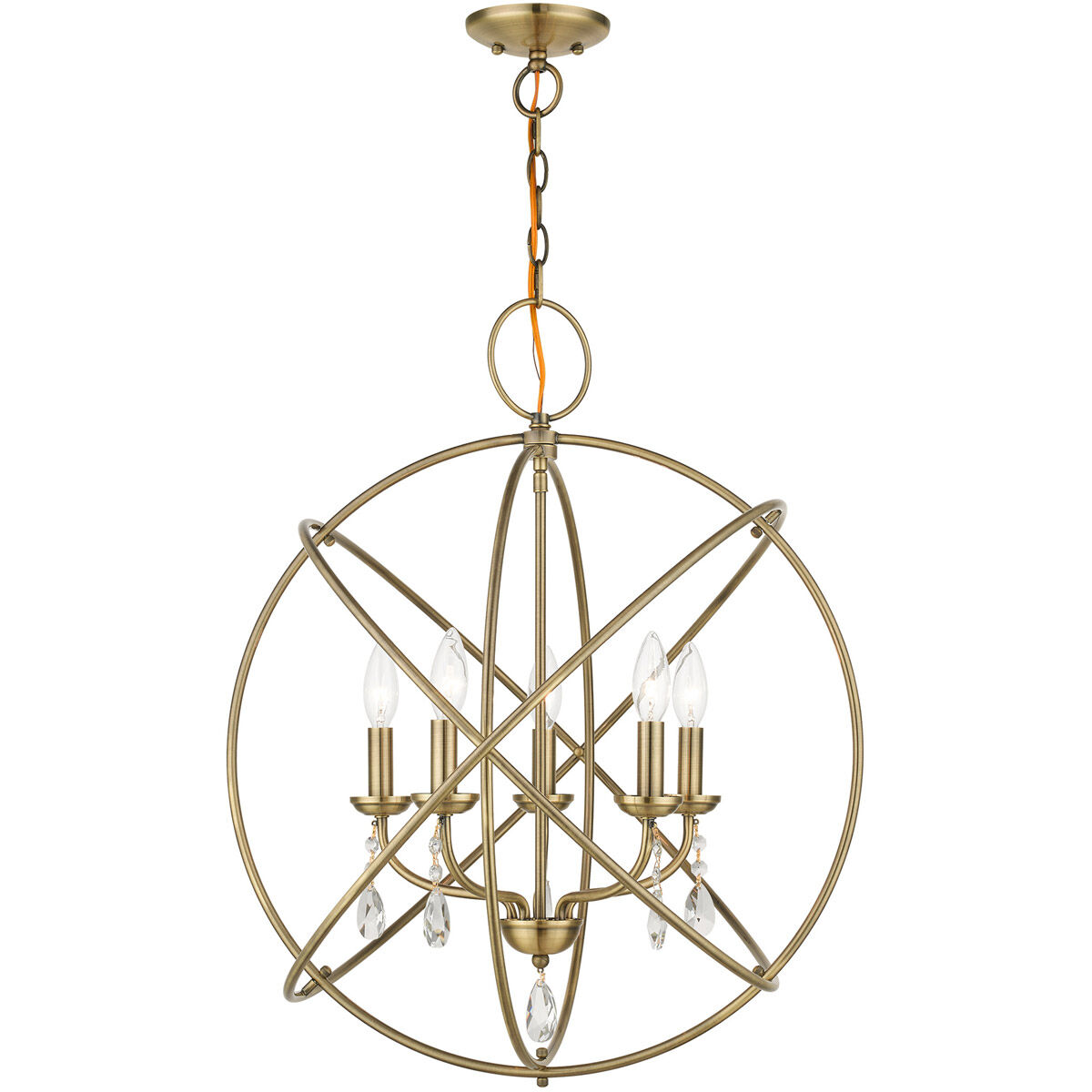 Aria 5 Light 24 inch Antique Brass Chandelier Ceiling Light