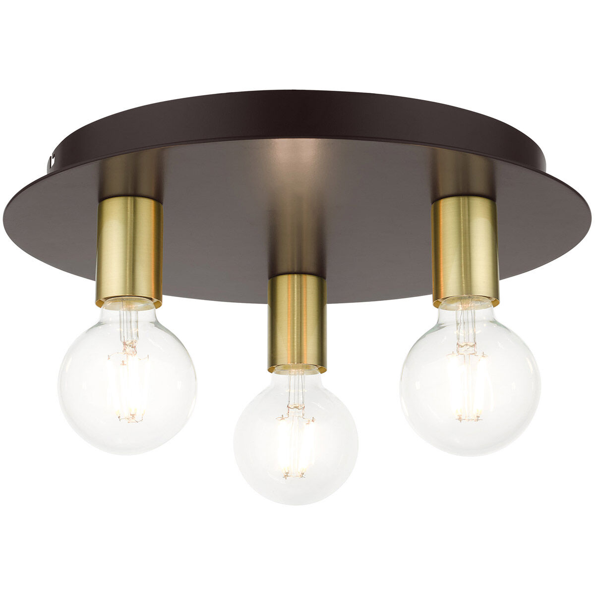 Hillview 3 Light 14 inch Bronze Flush Mount Ceiling Light