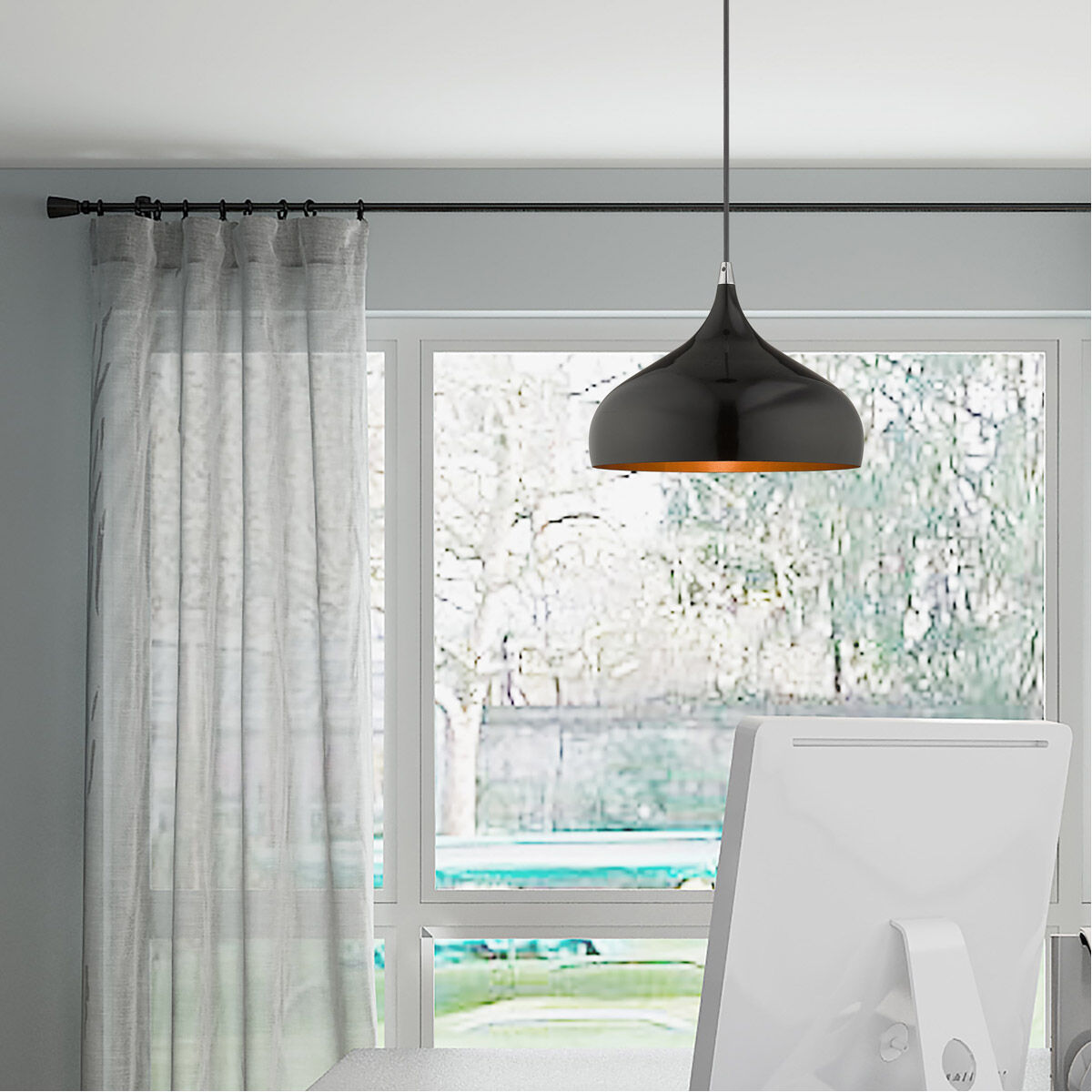 Allison 1 Light 12 inch Shiny Black Mini Pendant Ceiling Light