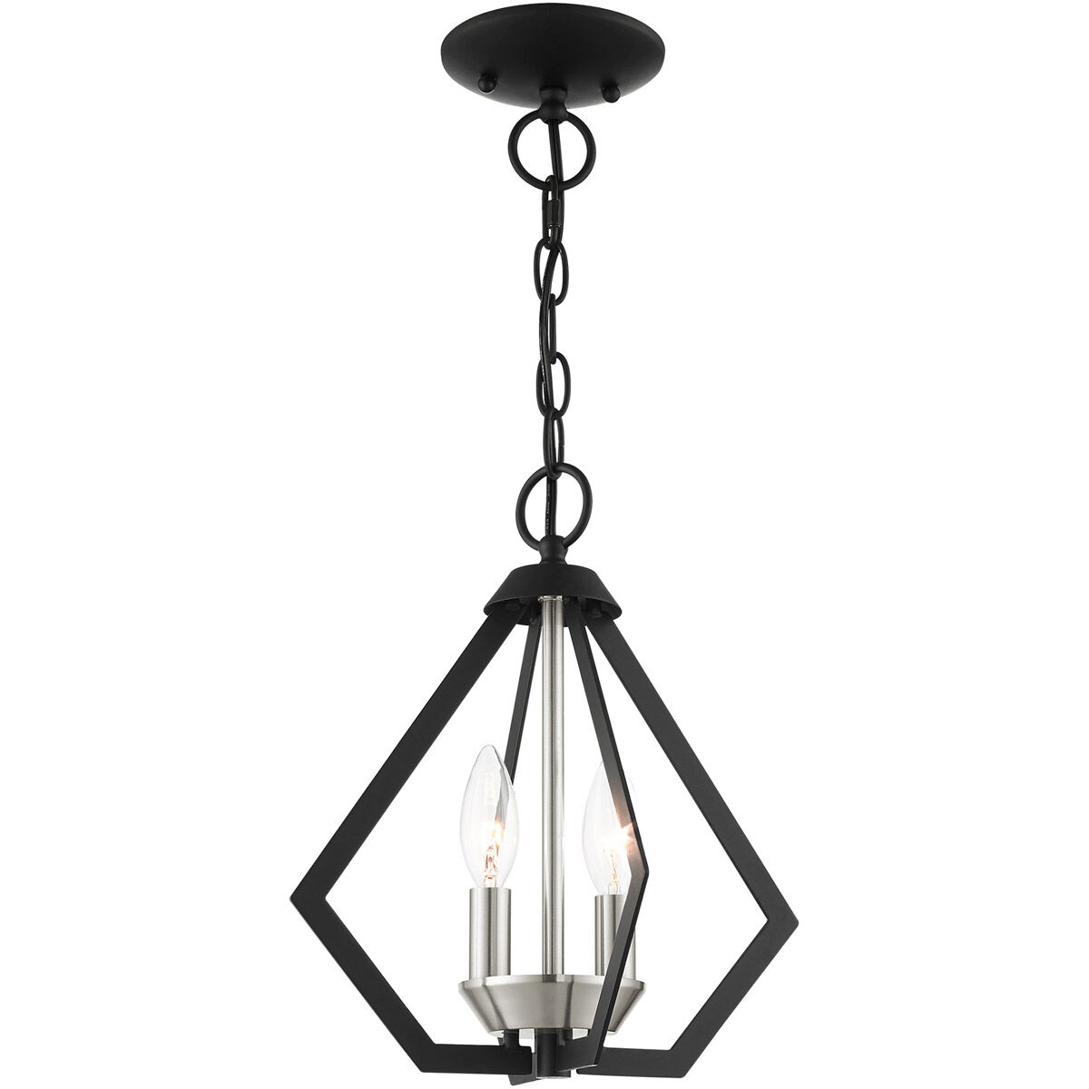 Prism 2 Light 11 inch Black with Brushed Nickel Cluster Convertible Semi Flush/Pendant Ceiling Light