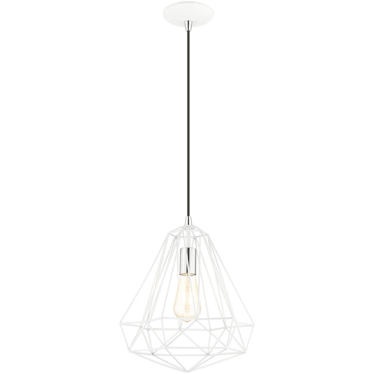 Geometric 1 Light 12 inch Shiny White Pendant Ceiling Light