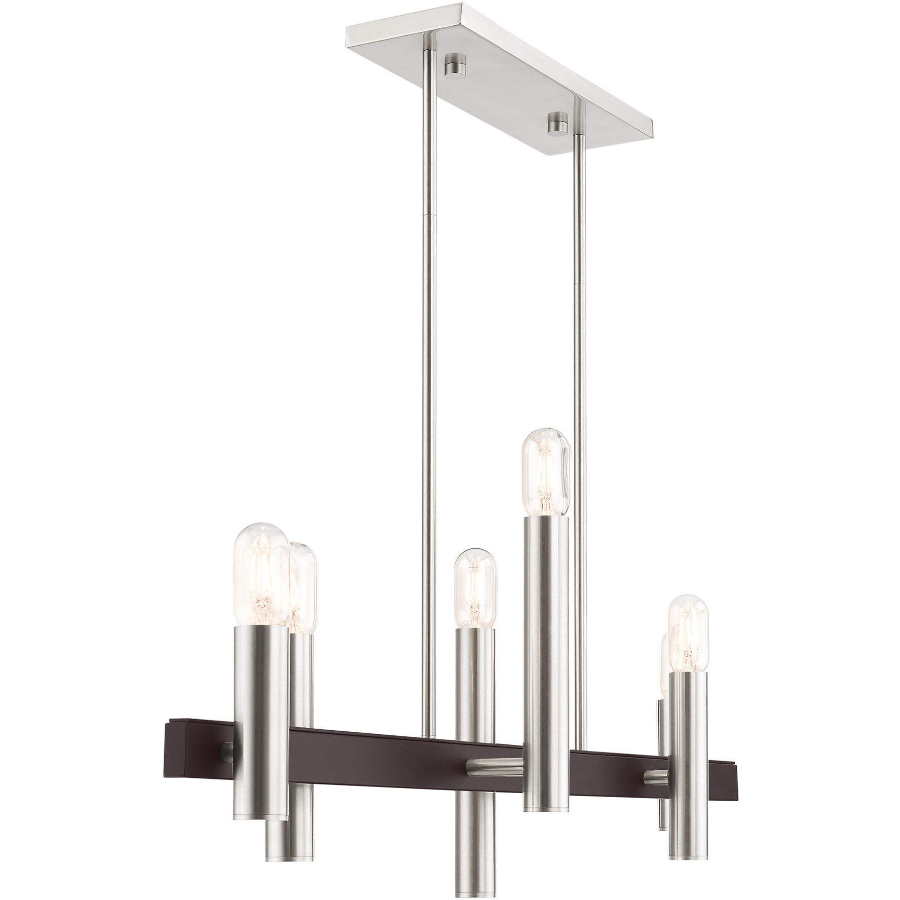 Helsinki 6 Light 8.25 inch Brushed Nickel with Bronze Accents Chandelier Ceiling Light