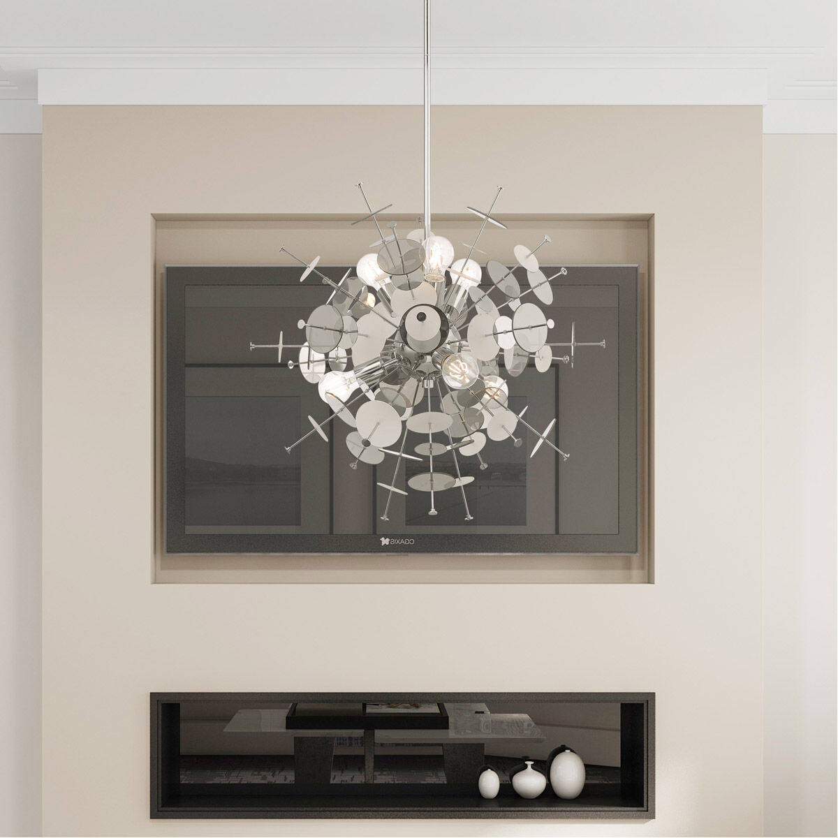 Circulo 6 Light 24 inch Polished Chrome Pendant Chandelier Ceiling Light