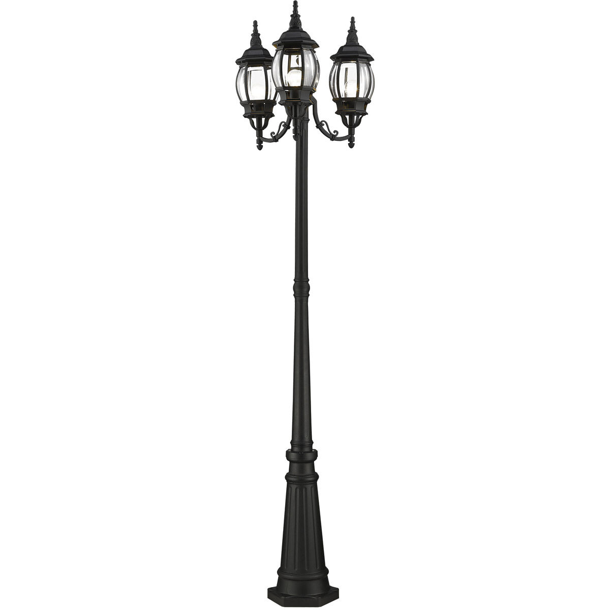 Frontenac 3 Light 84 inch Textured Black Outdoor Post Light
