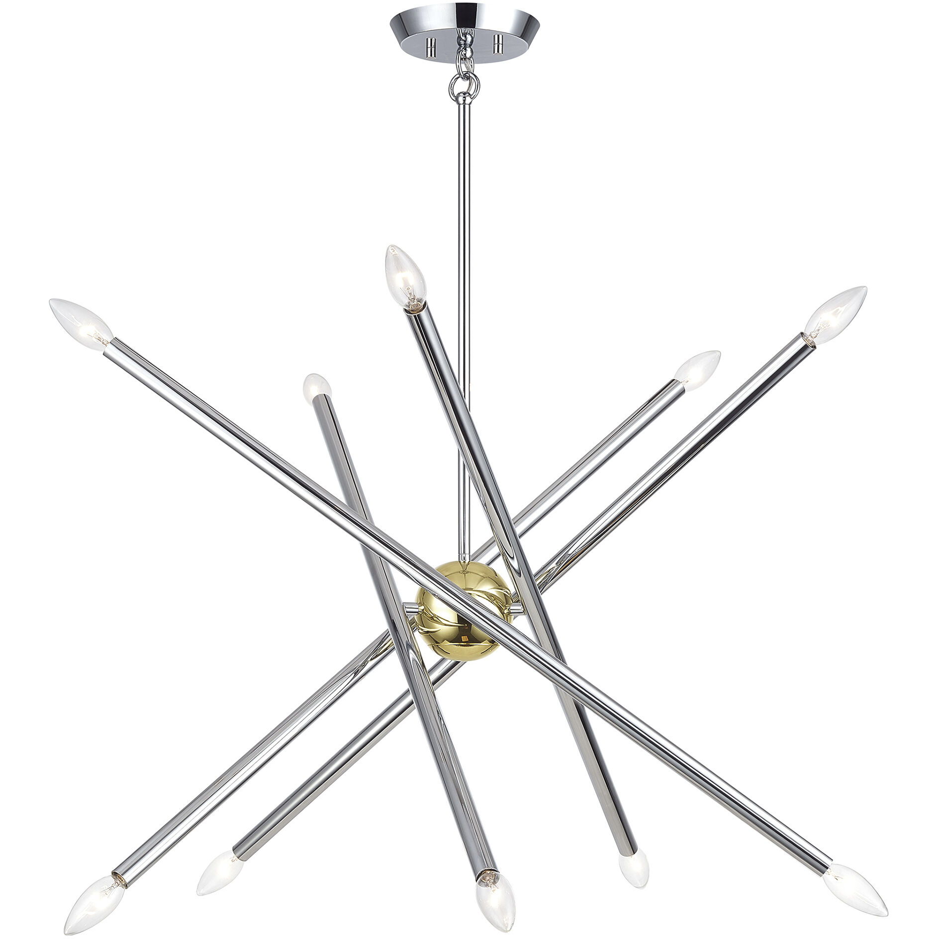 Soho 10 Light 28 inch Polished Chrome with Polished Brass Accents Chandelier Ceiling Light