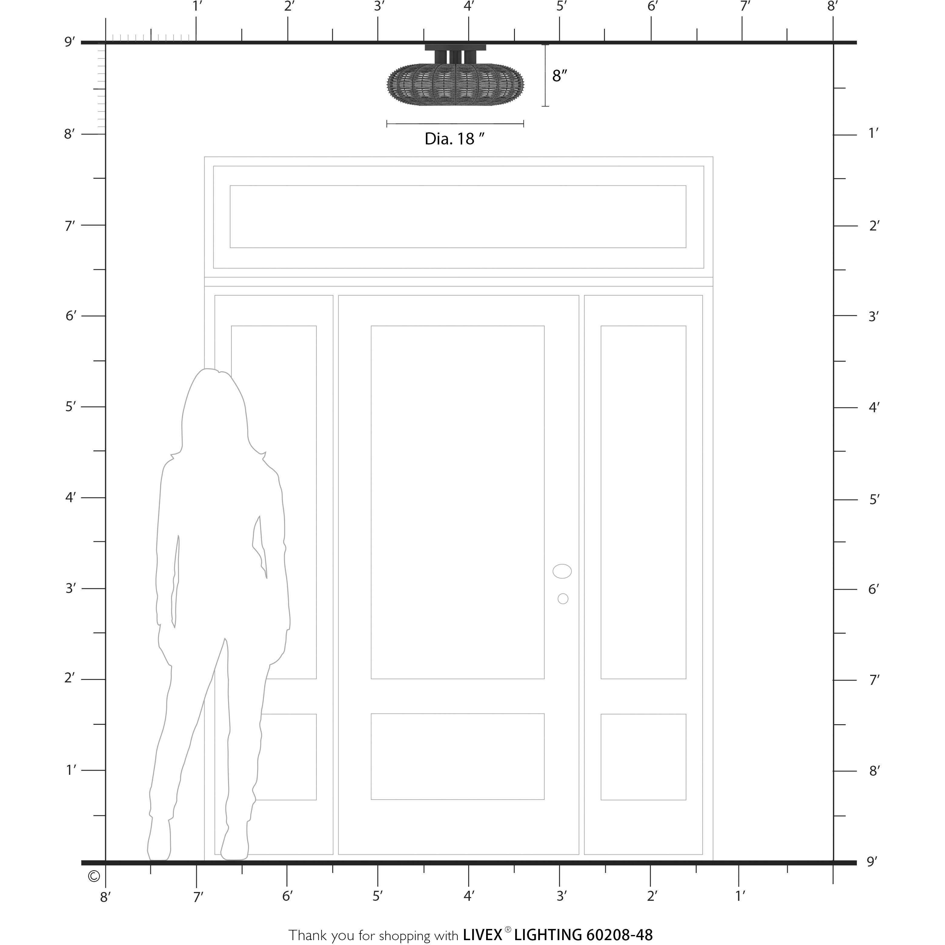 Summervine 3 Light 18 inch Antique Gold Leaf Semi Flush Mount Ceiling Light, Large