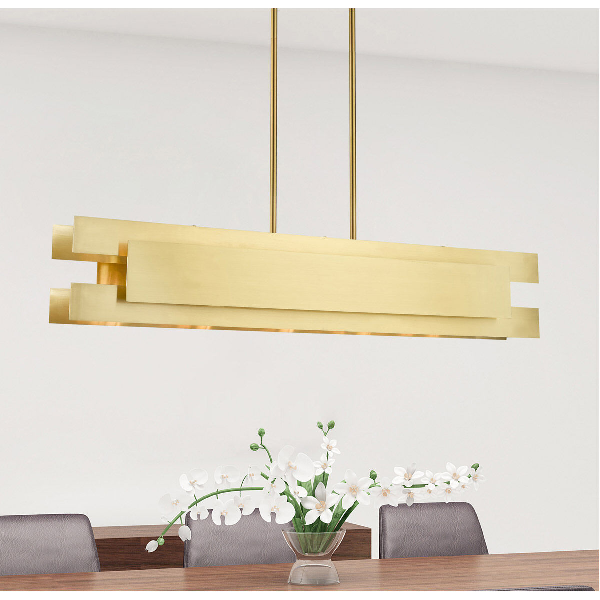 Varick 5 Light 46 inch Satin Brass Linear Chandelier Ceiling Light