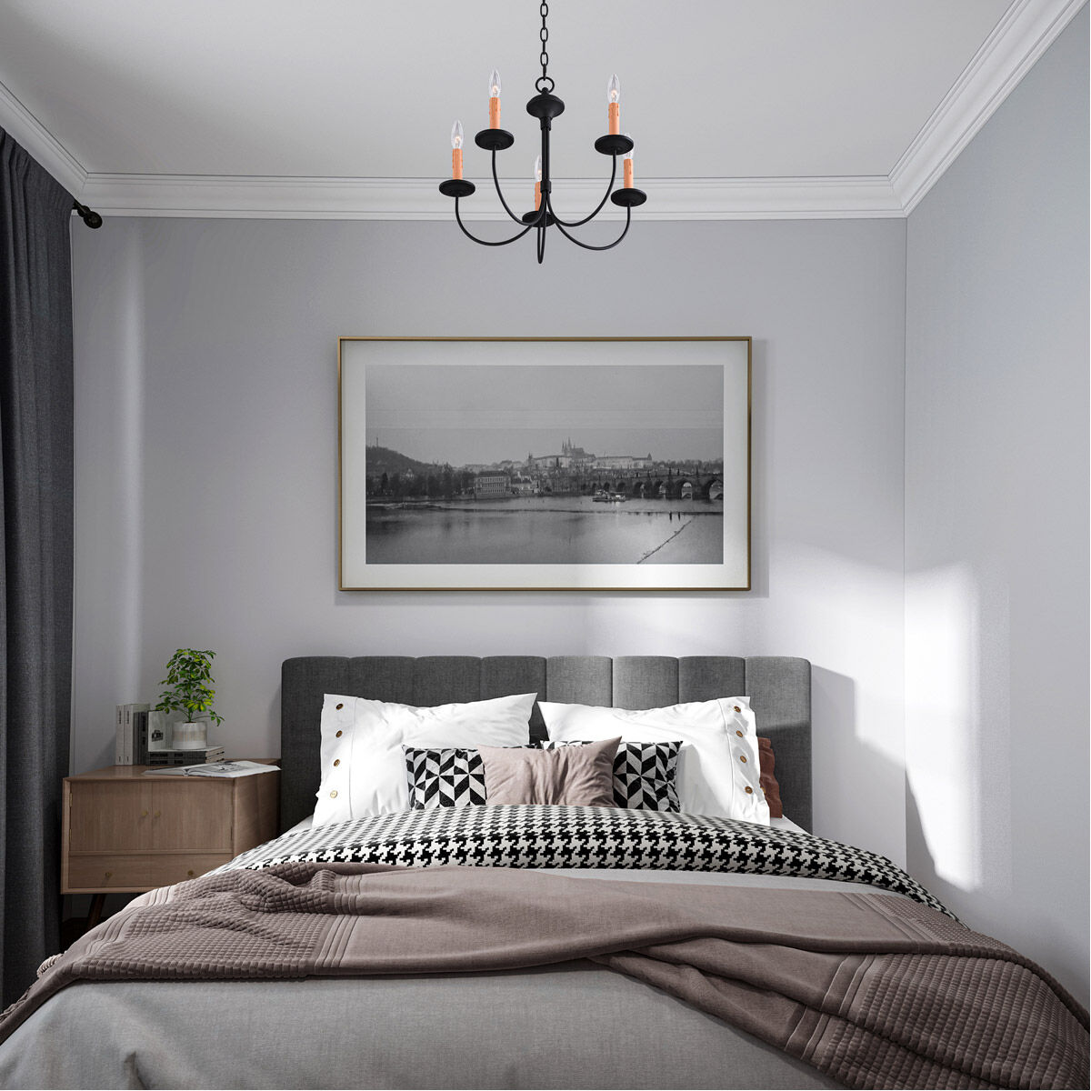 Heritage 5 Light 20 inch Black Chandelier Ceiling Light