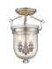 Jefferson 3 Light 10 inch Brushed Nickel Semi-Flush Mount Ceiling Light