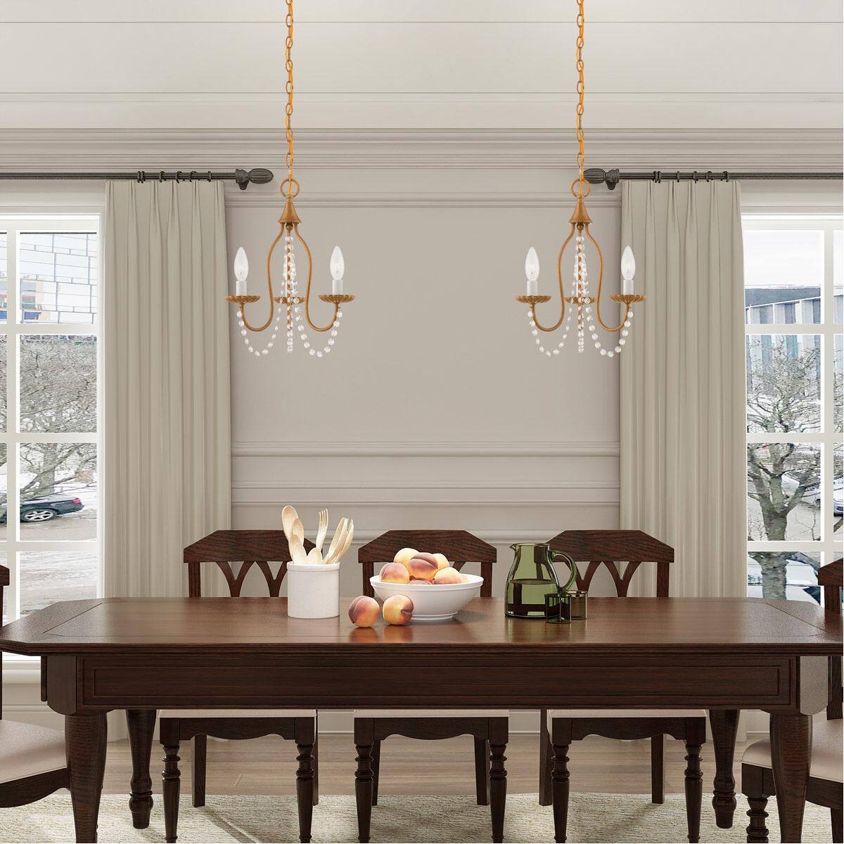 Alessia 3 Light 13 inch Antique Gold Leaf Mini Chandelier Ceiling Light