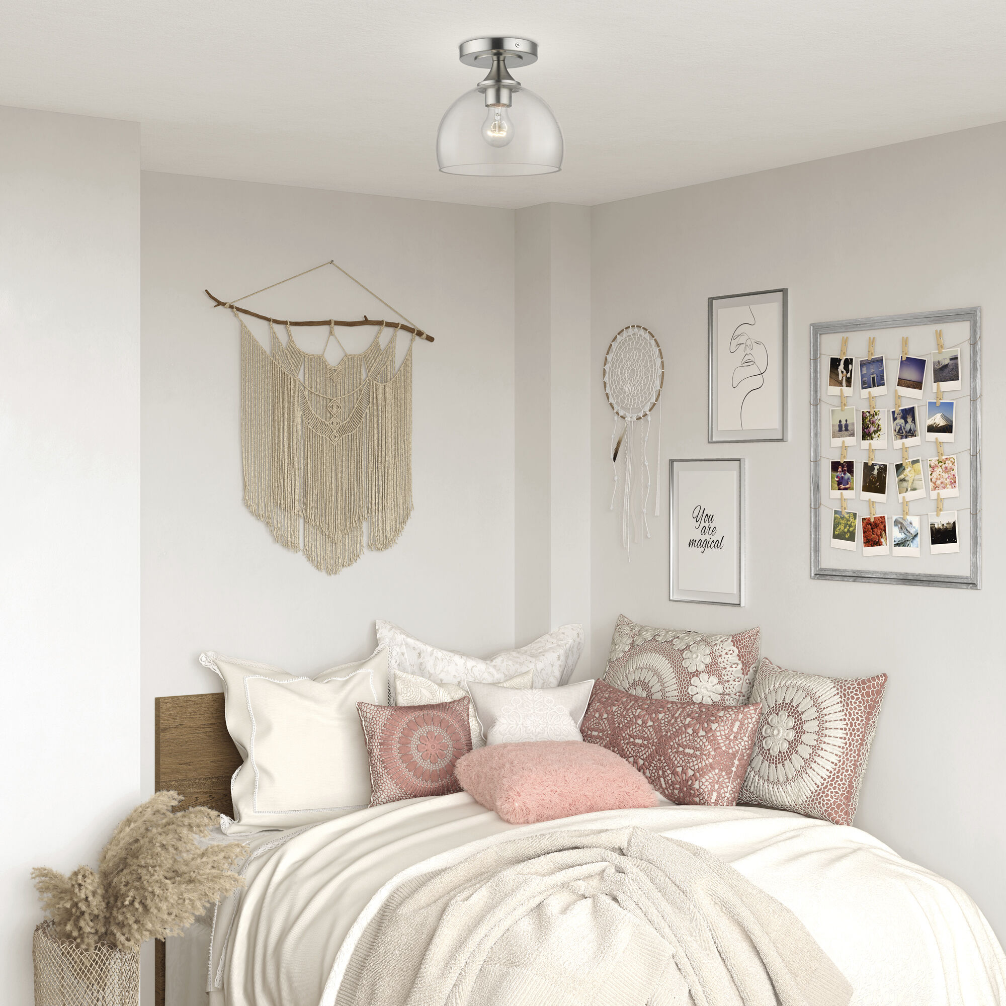 Glendon 1 Light 8.25 inch Brushed Nickel Semi-Flush Ceiling Light