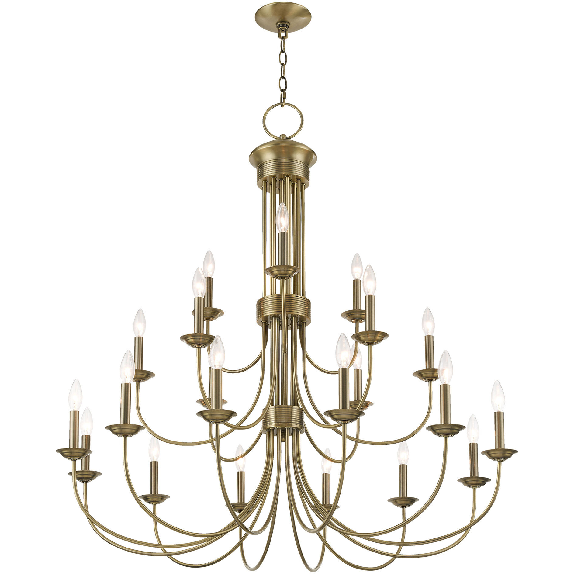 Estate 21 Light 42 inch Antique Brass Foyer Chandelier Ceiling Light