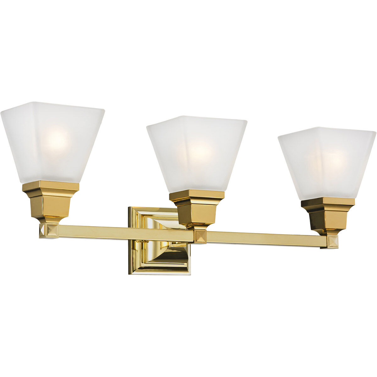 Mission 3 Light 25 inch Polished Brass Bath Vanity Wall Light