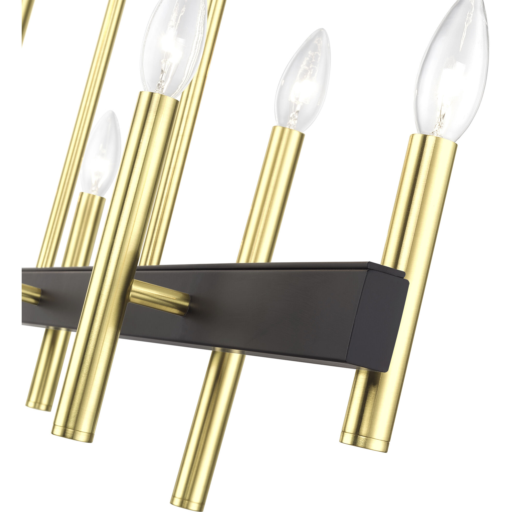 Denmark 6 Light 40 inch Satin Brass with Bronze Accents Linear Chandelier Ceiling Light