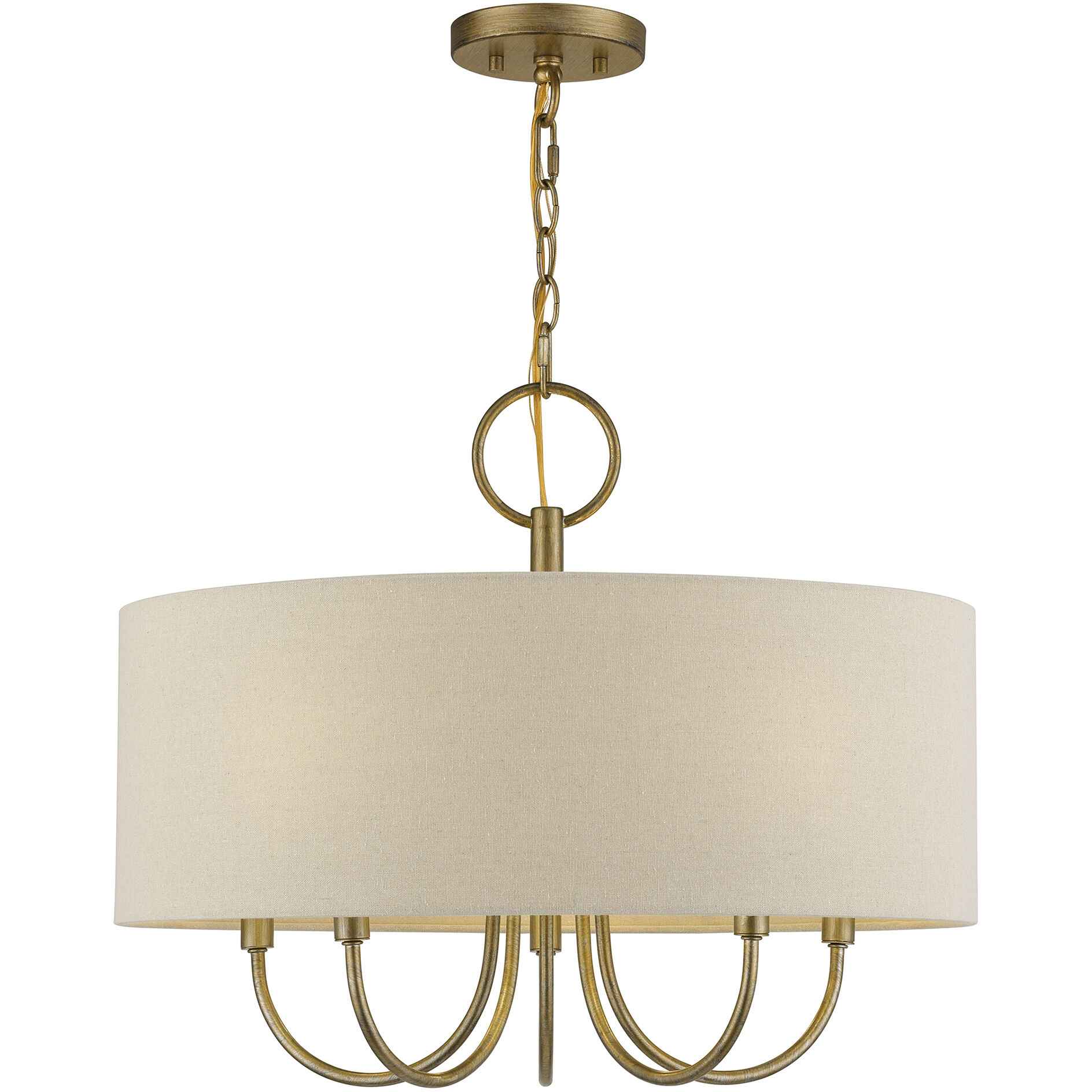 Bellingham 5 Light 22 inch Antique Gold Leaf Pendant Chandelier Ceiling Light