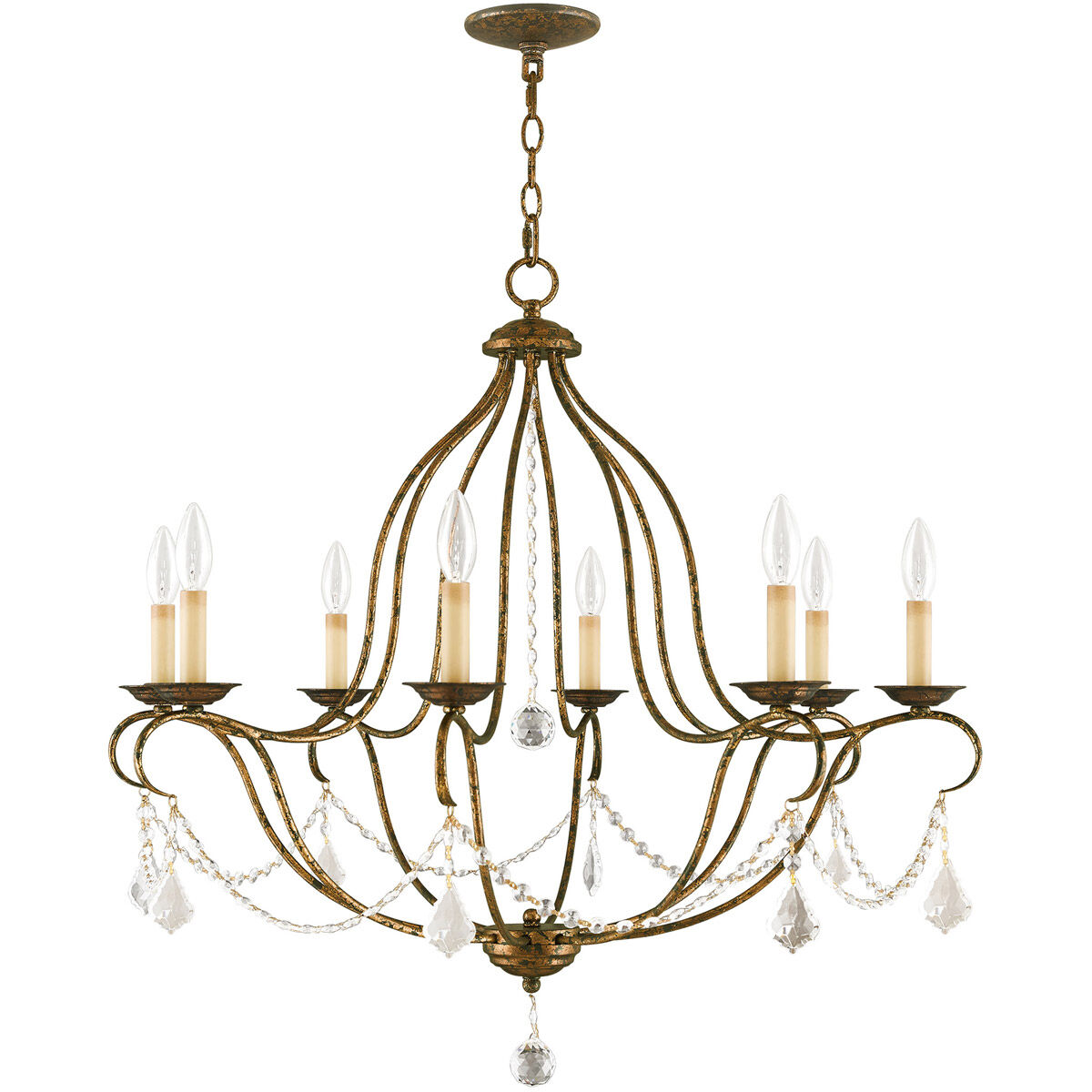 Chesterfield 8 Light 32 inch Hand Applied Venetian Golden Bronze Chandelier Ceiling Light