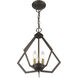 Prism 3 Light 14 inch English Bronze with Antique Brass Finish Accents Semi Flush Mount Ceiling Light