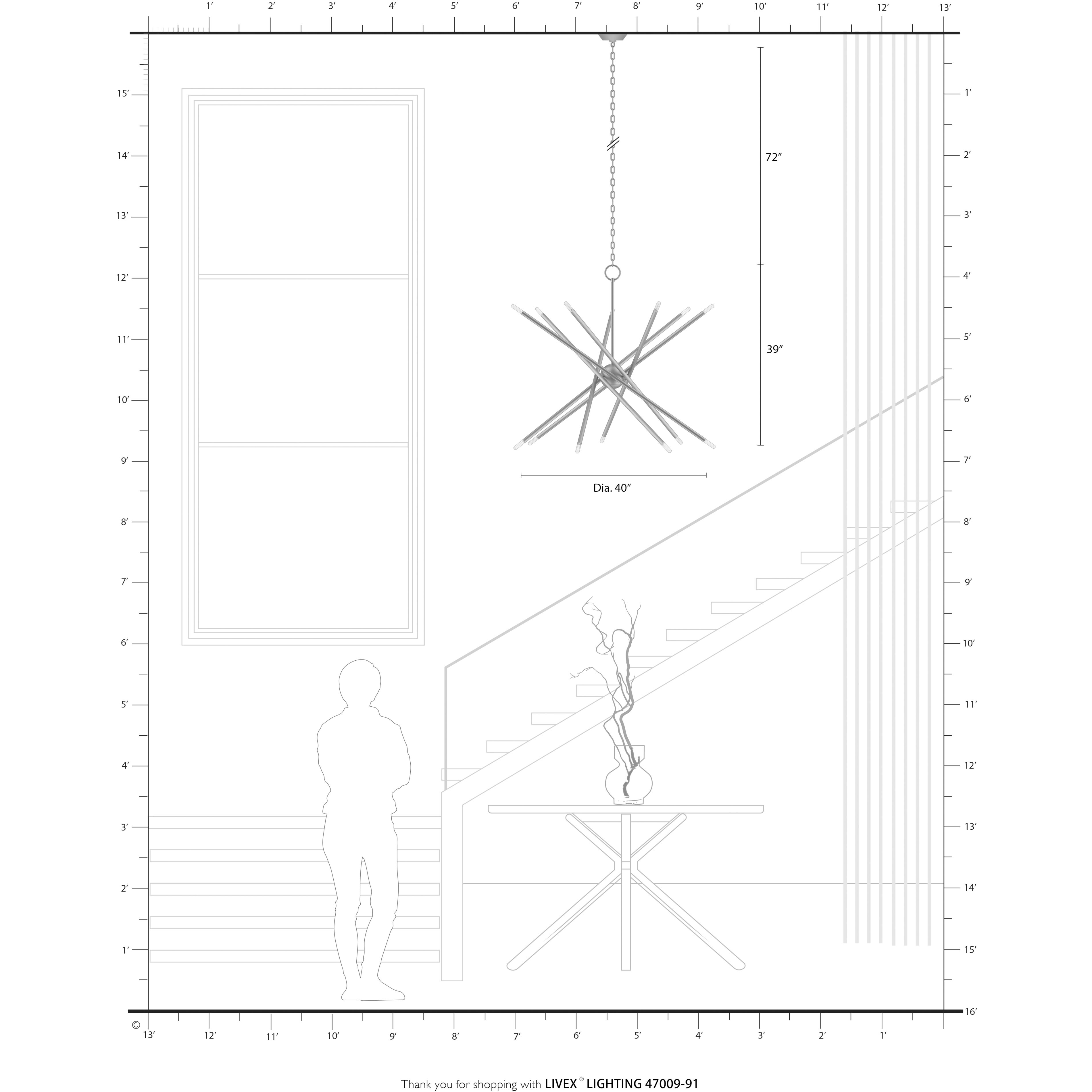 Soho 14 Light 40 inch Brushed Nickel Foyer Chandelier Ceiling Light
