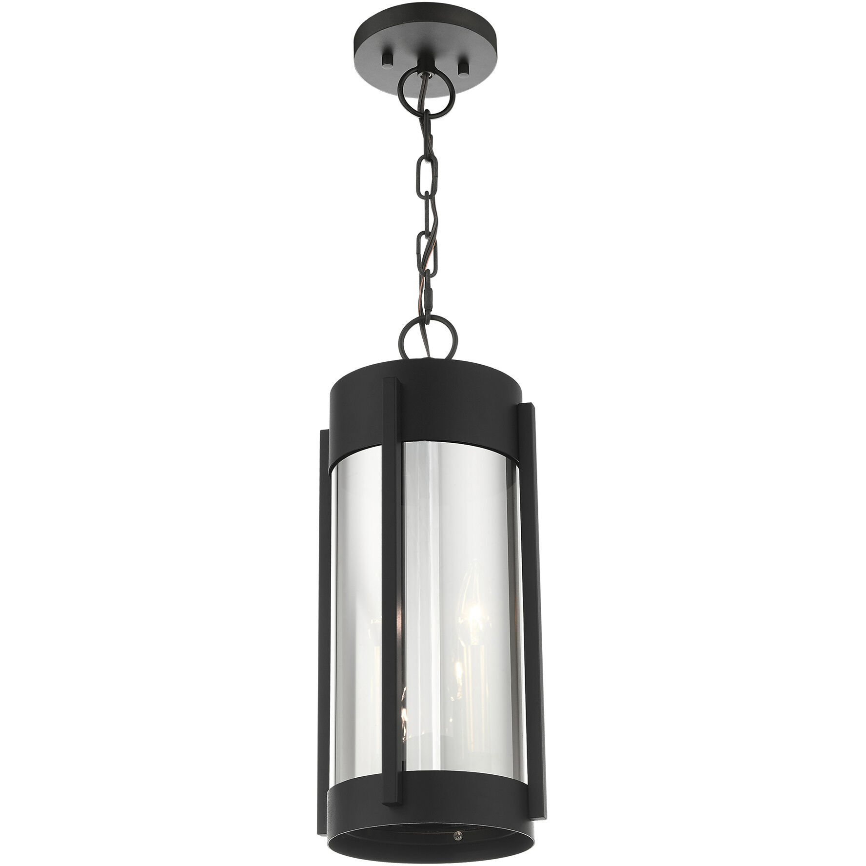 Sheridan 2 Light 7.5 inch Black with Brushed Nickel Candles Outdoor Pendant Lantern