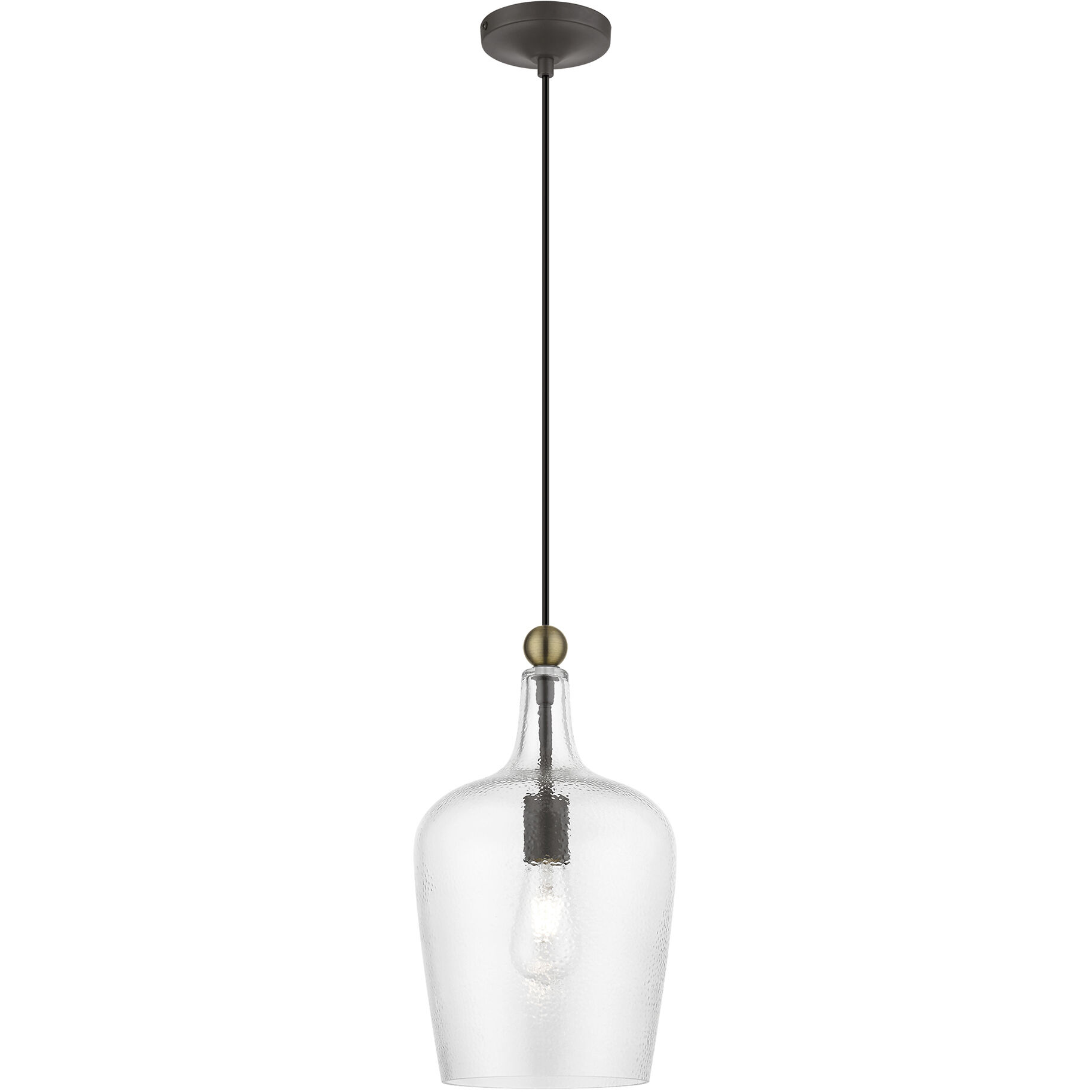 Avery 1 Light 9 inch Bronze with Antique Brass Accent Single Pendant Ceiling Light, Single