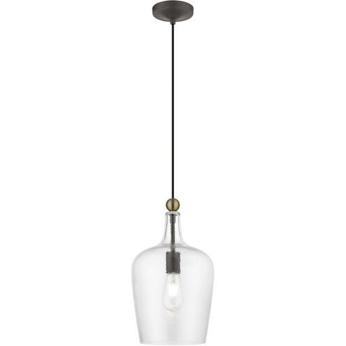 Avery 1 Light 9 inch Bronze with Antique Brass Accent Single Pendant Ceiling Light, Single