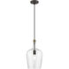 Avery 1 Light 9 inch Bronze with Antique Brass Accent Single Pendant Ceiling Light, Single