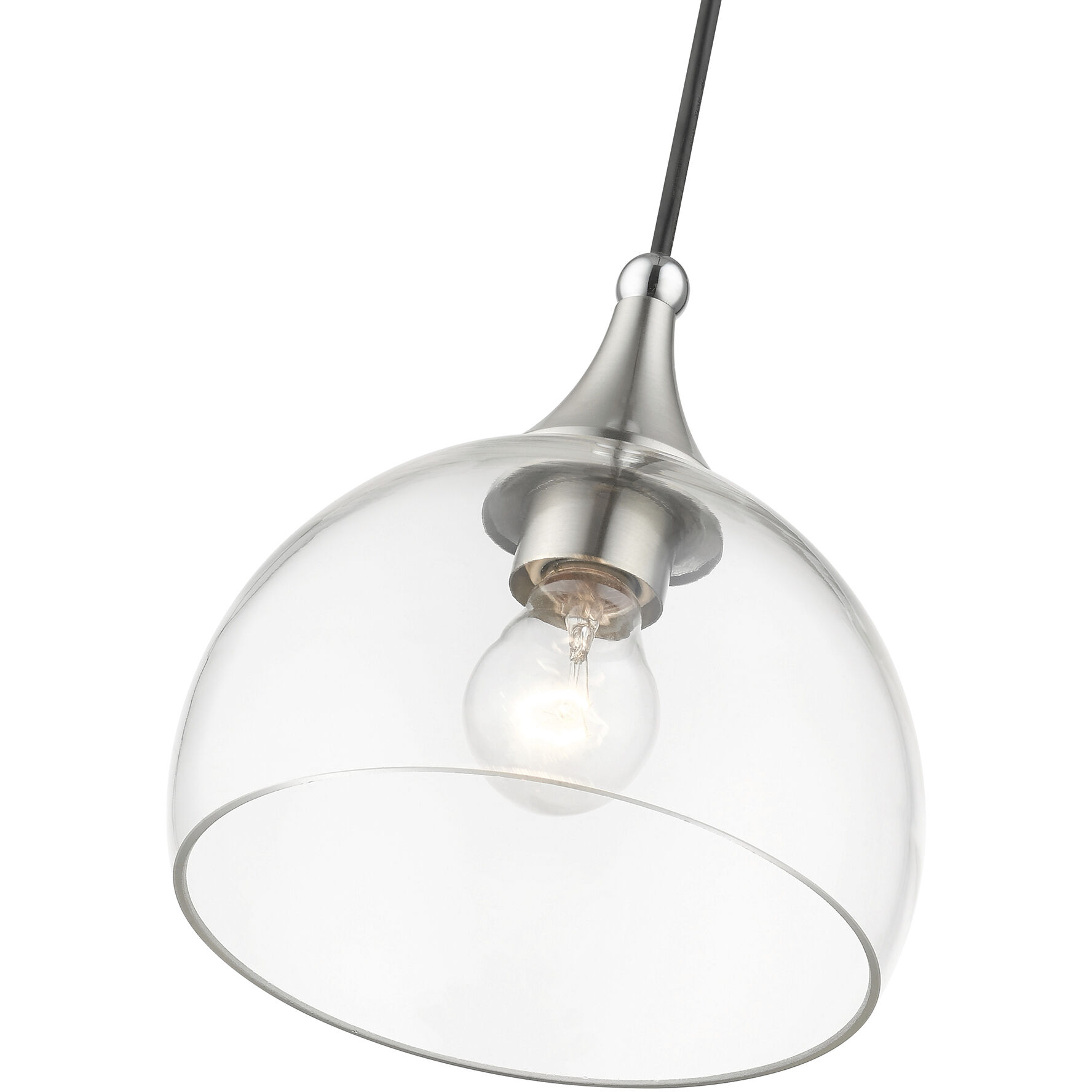Glendon 1 Light 8.25 inch Brushed Nickel with Polished Chrome Finish Accents Glass Pendant Ceiling Light in Brushed Nickel & Polished Chrome
