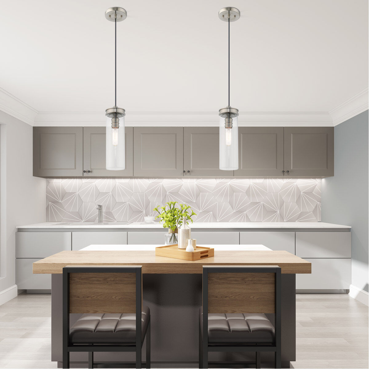 Art Glass 1 Light 5 inch Brushed Nickel Mini Pendant Ceiling Light