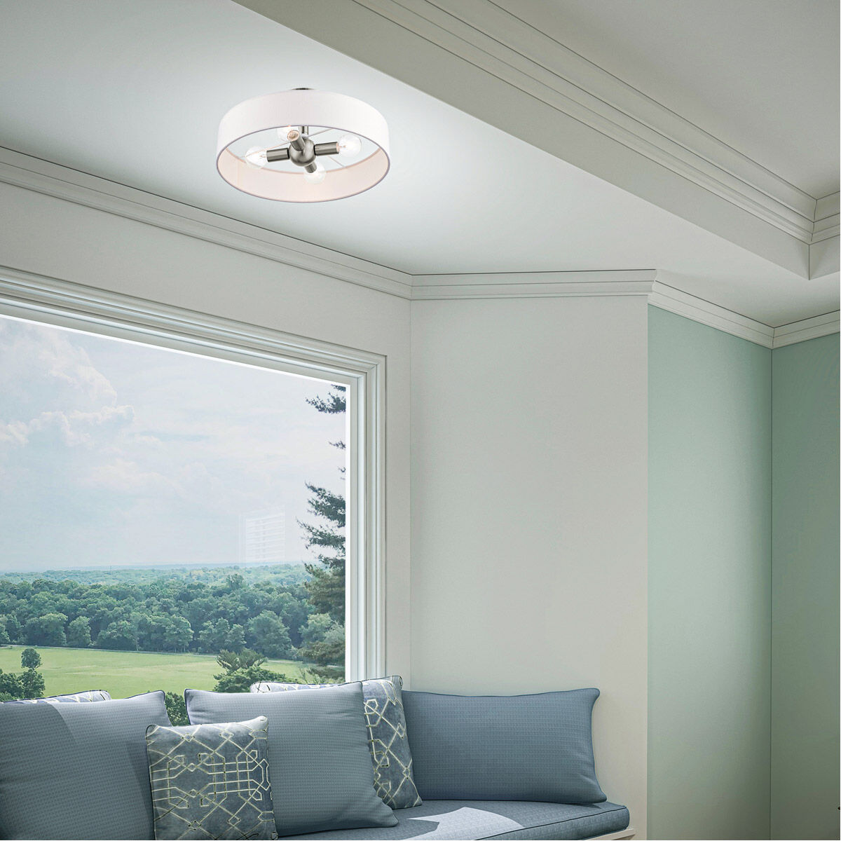 Venlo 4 Light 14 inch Black with Brushed Nickel Accents Semi Flush Ceiling Light